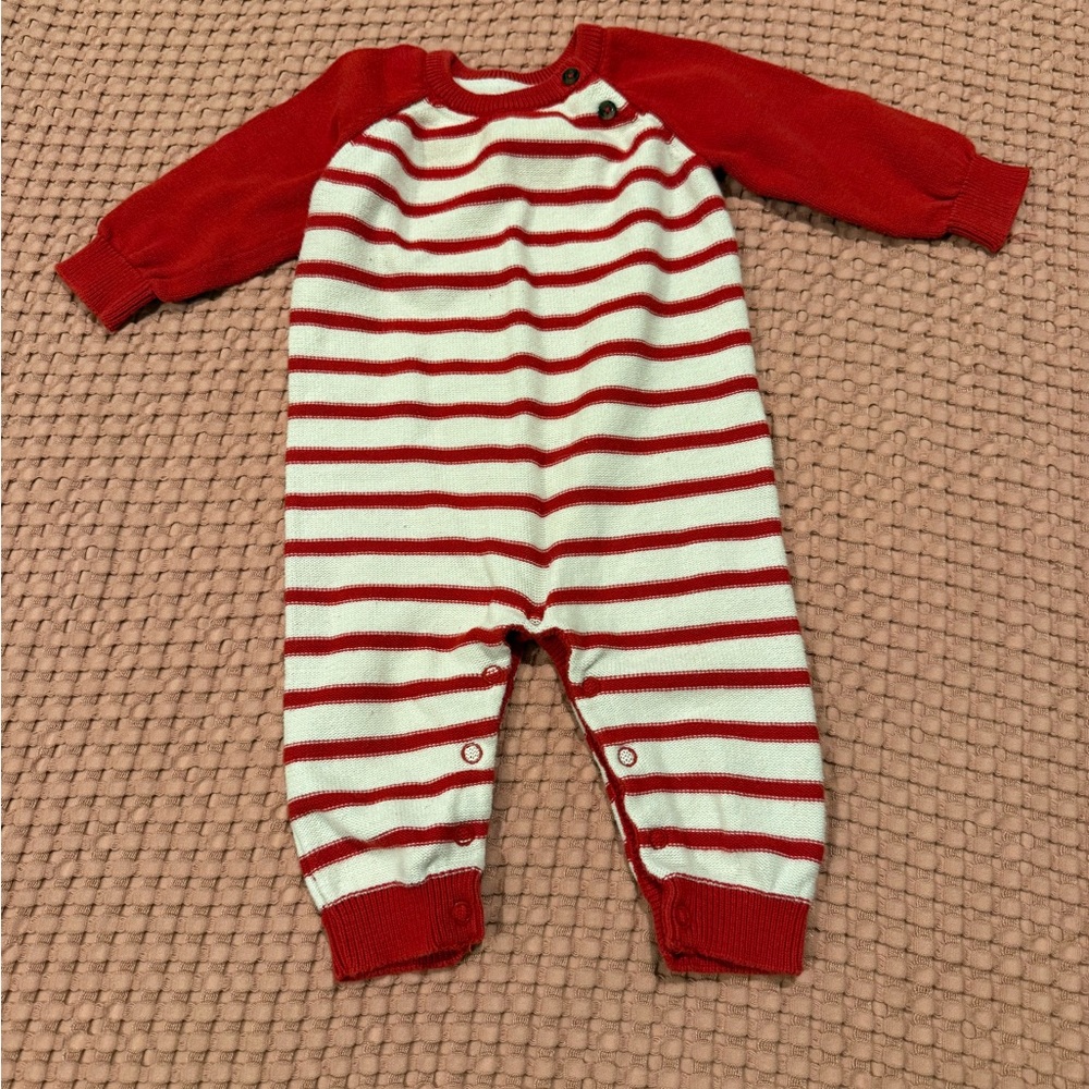 Cat & Jack Red and White Striped Footie